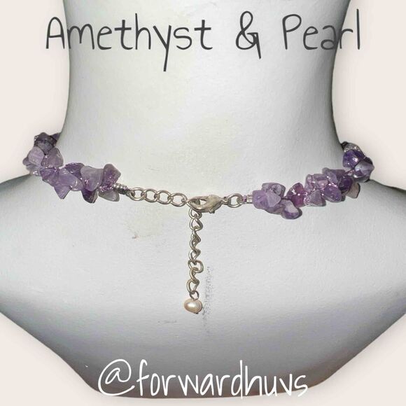Amethyst Chip and Pearl Necklace - Picture 5 of 8